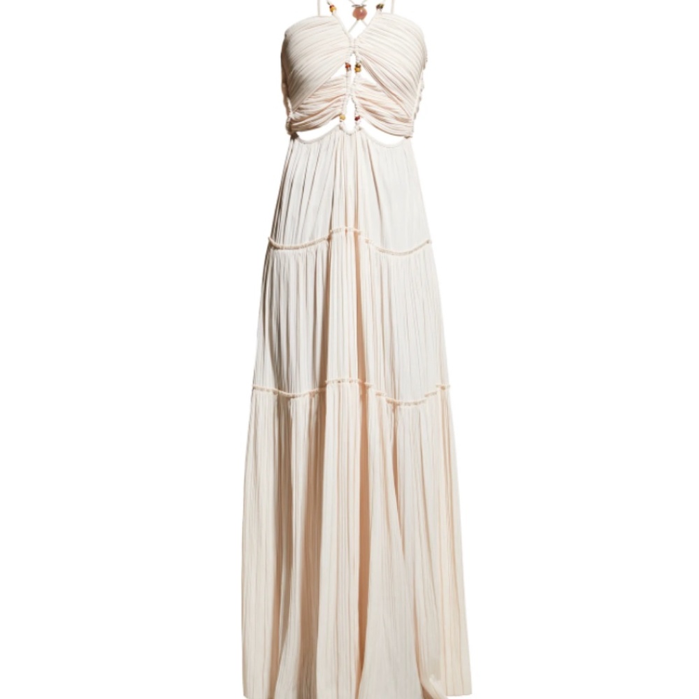 NWT $995 A.L.C. Kai Beaded Cut-Out Halter Neck Tiered Maxi Dress in size 10! - Picture 6 of 7